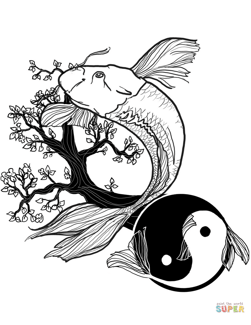 Tatouage de poisson Yin et Yang