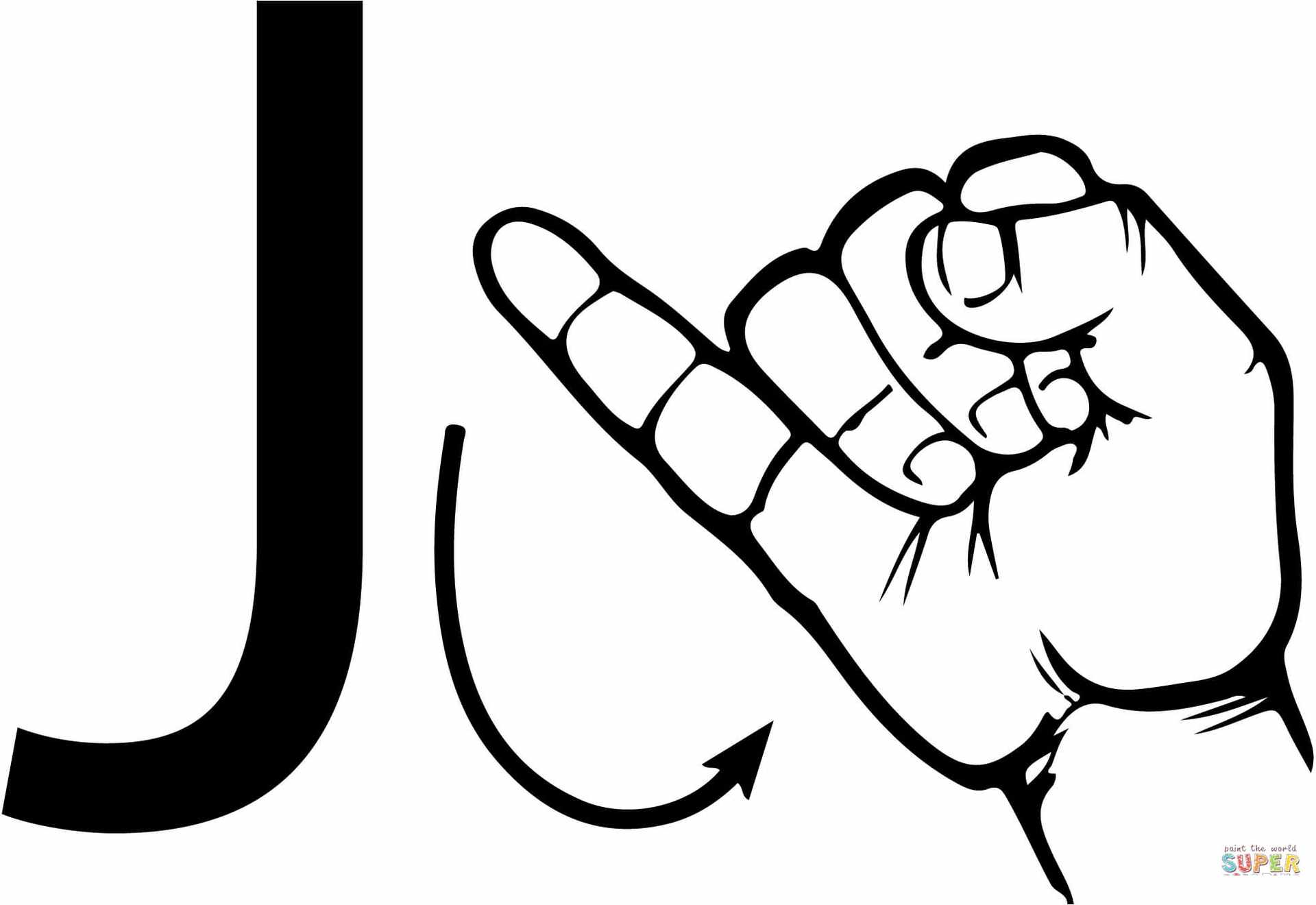 Lenguaje de señas ASL Letra J