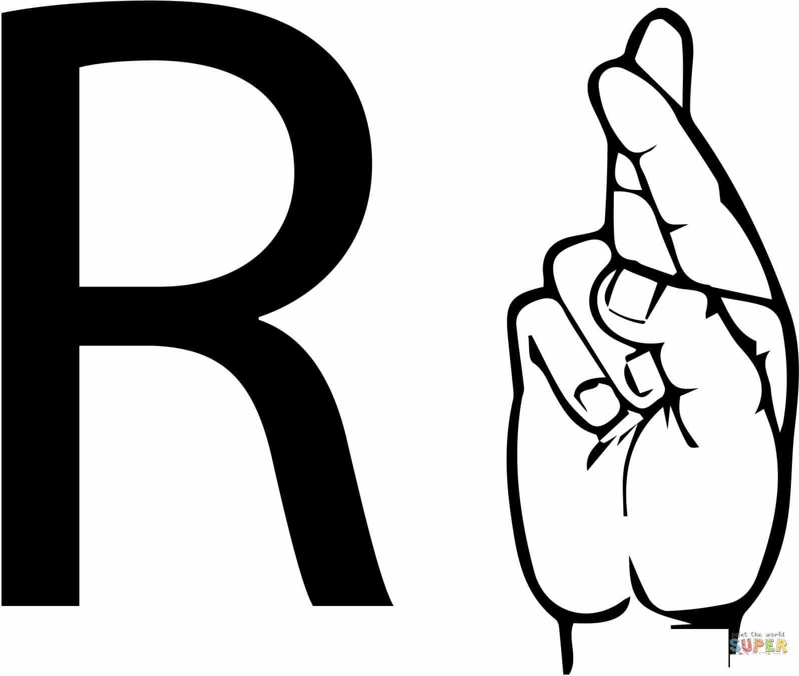 Lenguaje de señas ASL Letra R