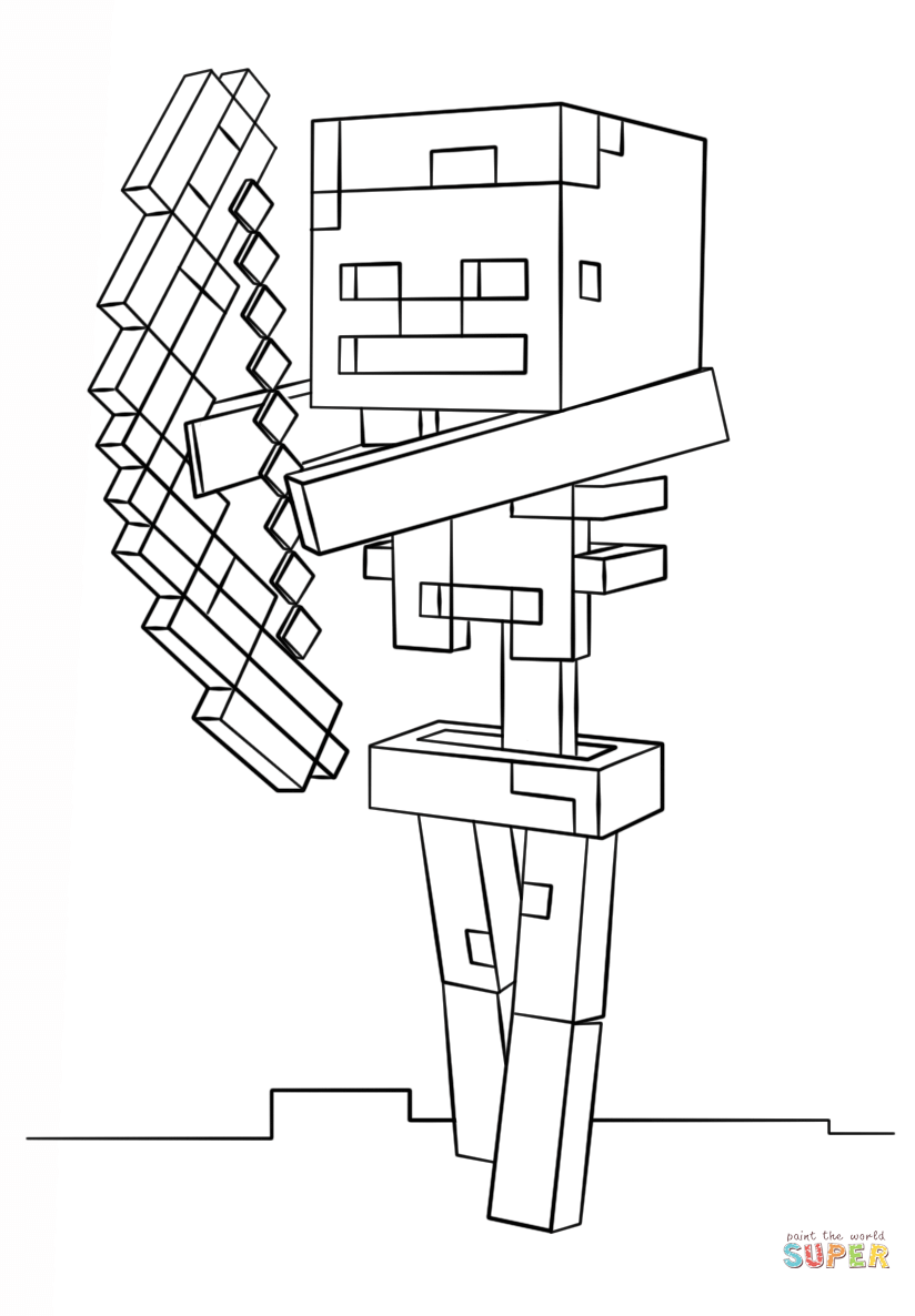 „Minecraft“ skeletas su lanku