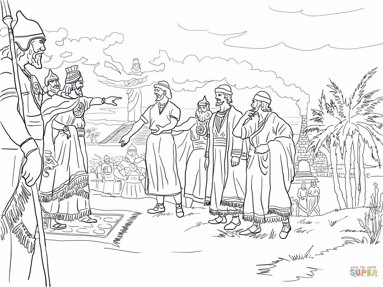 Sadrak, Mesach og Abednego foran kong Nebukadnesar