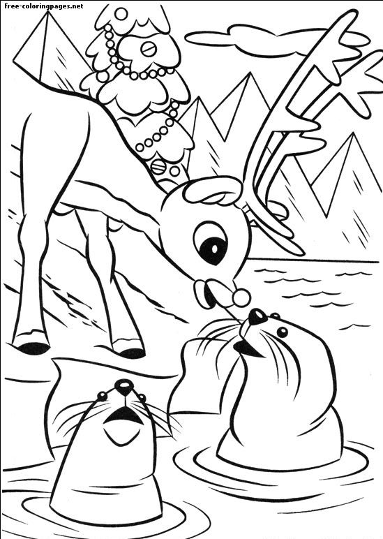 Dibujo de Rudolph, el reno de nariz roja para colorear